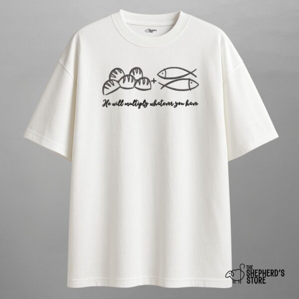 5 loaves 2 fishes — White oversized unisex t shirt
