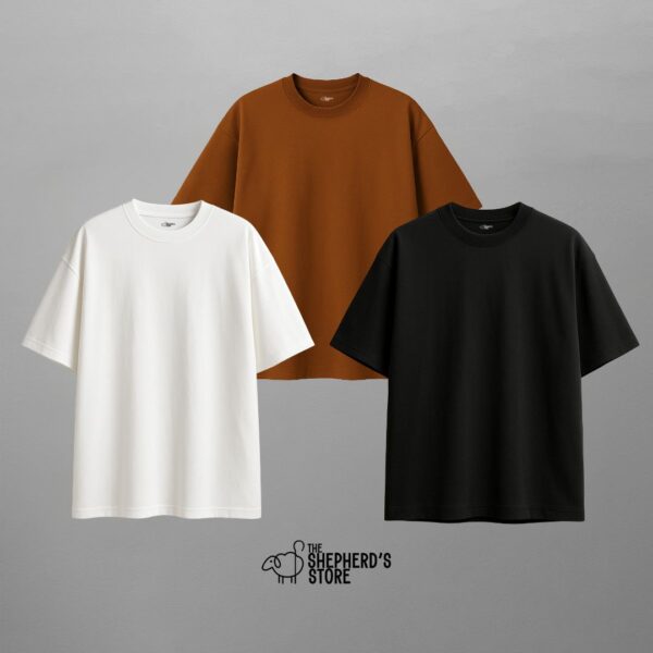 set of 3 plain oversized unisex tshirt