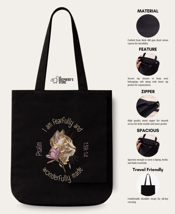 psalm 139:14 cotton canvas tote bag