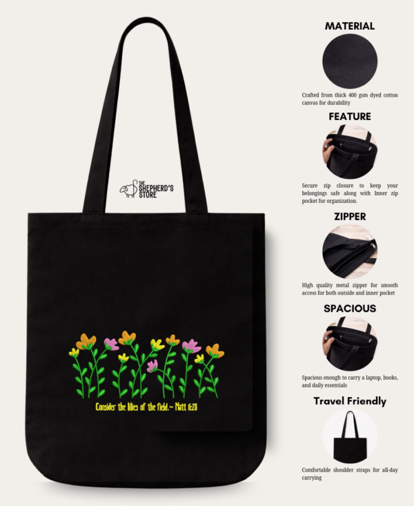 consider the lilies cotton canvas tote bag