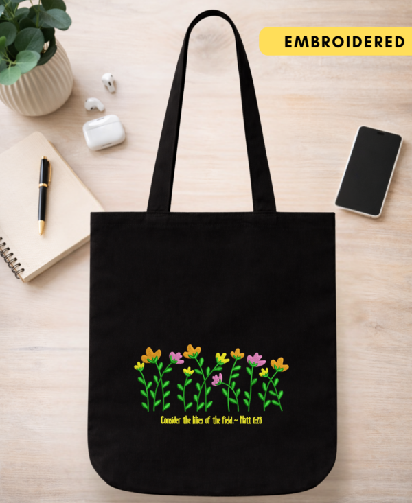 consider the lilies cotton canvas tote bag