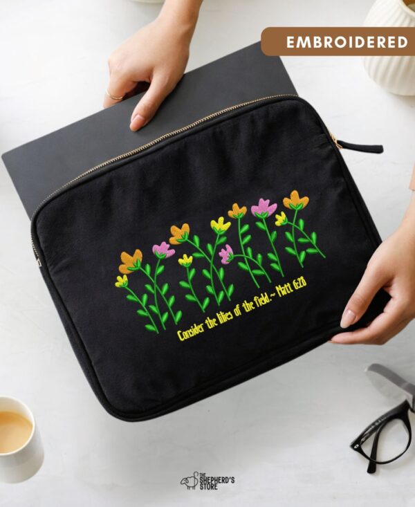 consider the lilies laptop sleeve