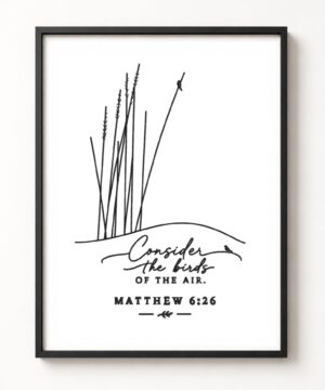 consider the birds – matthew 6:26 embroidered frame