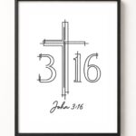 john 3:16 embroidered frame