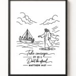 take courage – matthew 14:27 embroidered frame