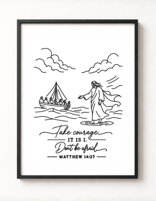 take courage – matthew 14:27 embroidered frame